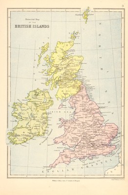 BRITISCHE INSELN HISTORISCH. Zeigt Orte/Datum Schlüsselschlachten 1876 alte Karte