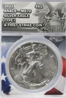 2021 Type 1 American Silver Eagle ANACS MS70 A First Strike Coin Flag Holder