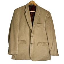 Lauren Ralph Lauren Mens 42S Faux Suede Two Button Blazer Tan Paisley Lining