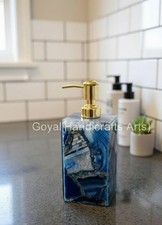 Blue Agate Soap Dispenser Luxury Bathroom Decor Natural Stone Handmade