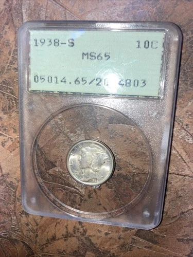 1938 S Mercury Dime PCGS MS65