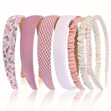 Eleilians 7 Pcs Headbands for Women Girls, Non Slip 1 Count Pack of 7 , Pink