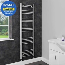 Modern Bathroom 1600 x 450mm Heated Towel Rail Radiator Curved Chrome 22 Rails