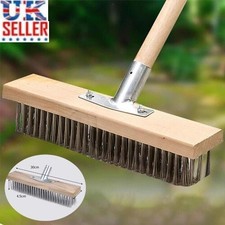 30CM Metal Wire Broom Brush Sweeping Deck Scrub Heavy Duty Garden Moss Cleaner