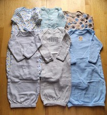 Lot of 6 Baby Boys Sleeper Gowns NB, 0-3m,3m,...