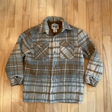 Vintage Woolrich Plaid Wool Blend Sherpa Lined Shirt Jacket Men's Medium