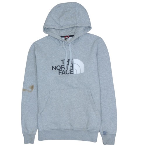 The North Face Mens Hoodie Grey Fleece Kangaroo Pocket Logo Print Pullover M