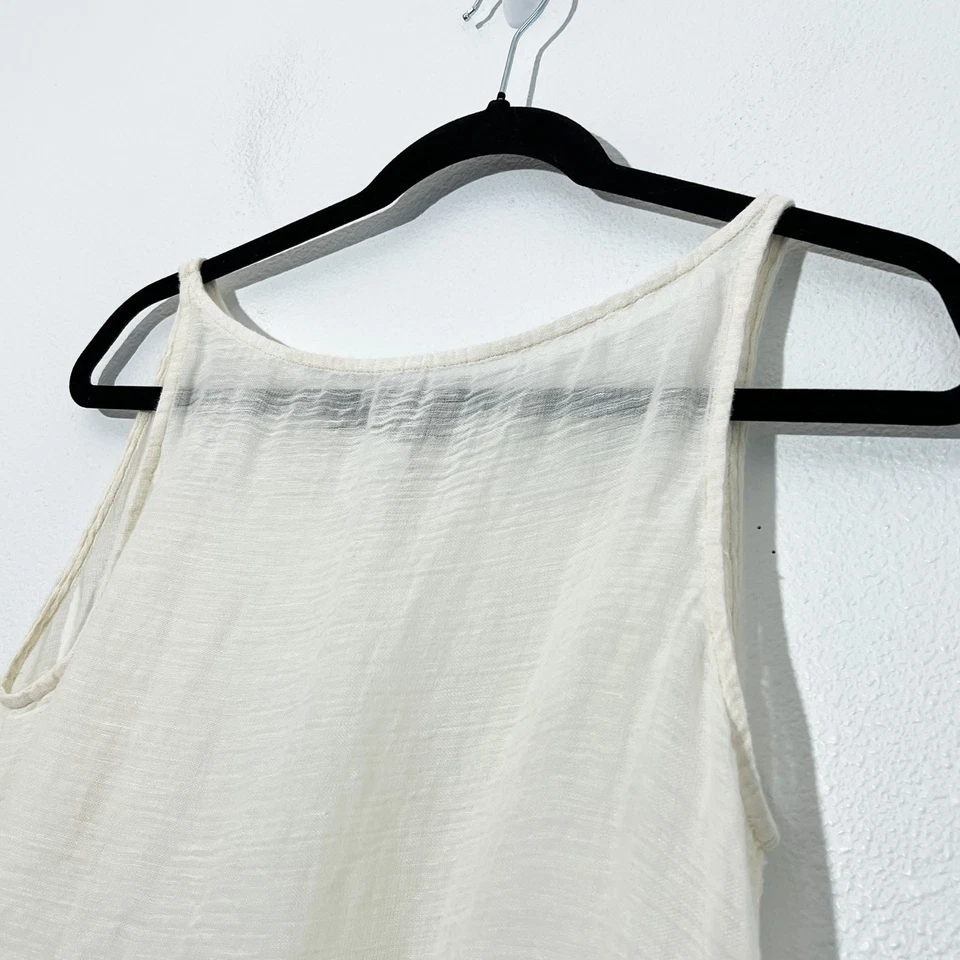Anne Klein Sheer Linen Tank Womens M Boho Lagenlook Minimalist Coastal Beachy - Image 3 of 4