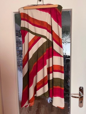 MNG Damen Rock A-Linie Midi Normalgröße gestreift mehrfarbig Multicolor Gr. L
