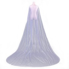 Womens Ivory Cloak Wedding Bridal Jackets Pearl White Cape Lace Tulle Wrap