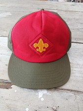 Boy Scouts of America Snapback Cap Hat Green Red Made In USA Vintage; Size M/L