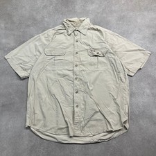 Carhartt Work Shirt Mens XL 100% Cotton Workwear Short Sleeve Button Up, Beige