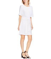 Vince Camuto Womens Tie-Front Sheath Dress, white, 8