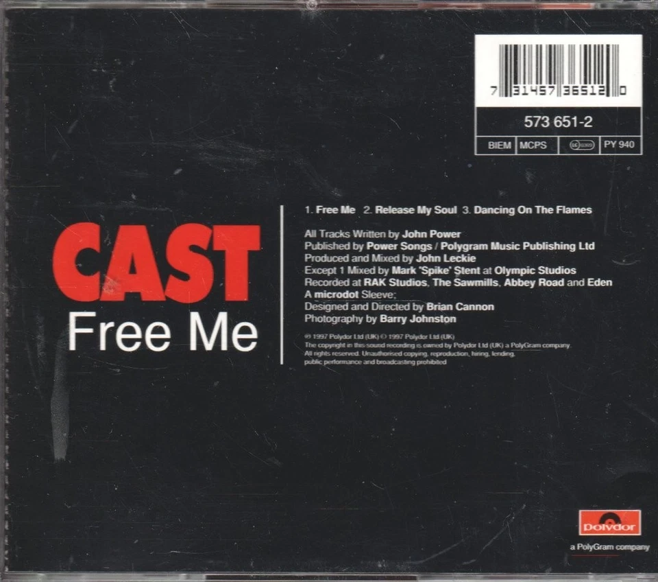 Cast (Liverpool Band) Free Me CD UK Polydor 1997 Single Teil 2 Mit Postkarte - Bild 2 von 2