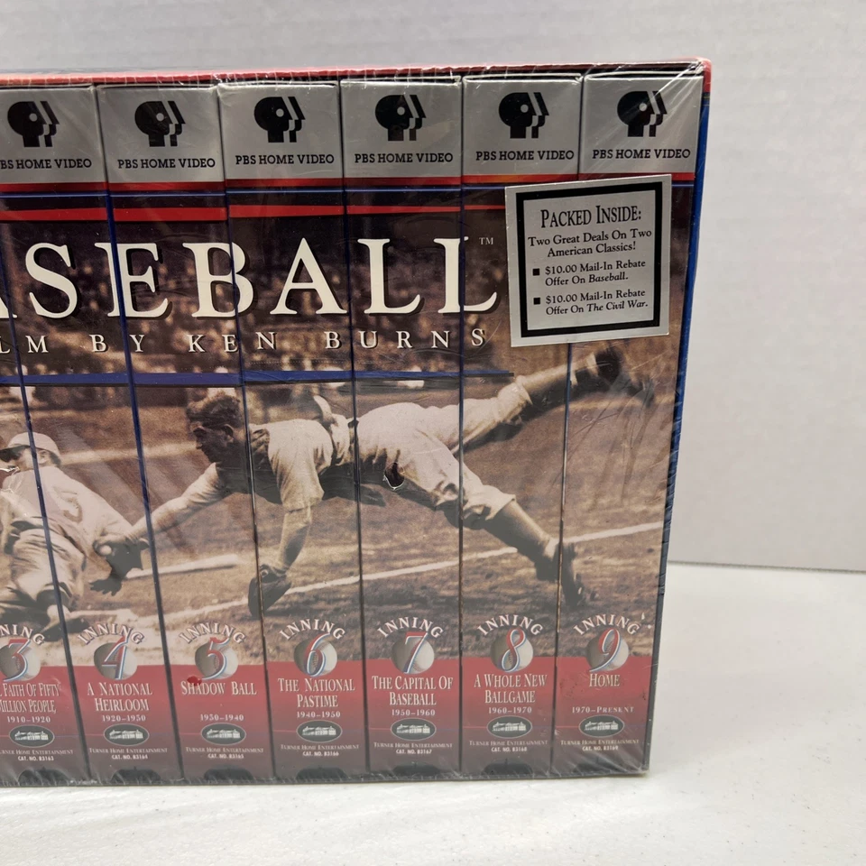NEW Baseball A Film by Ken Burns Nine Inning Boxed Set VHS 1994 - 9 Tape Set - Image 2 of 4