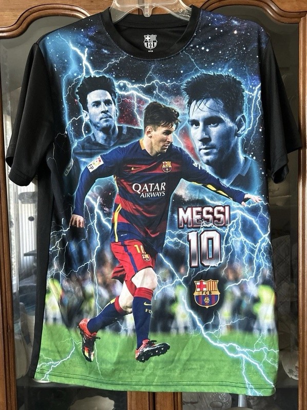 Lionel Messi FC Barcelona Soccer All Over Graphic Sublimation T-Shirt Size M