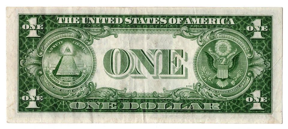 U.S. DOLLAR BILL SILVER CERTIFICATE BLUE SEAL & RARE $1 SERIES 1935 D N45281797G - Image 2 of 2