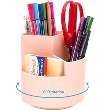 Siveit Desk Pencil Pen Holder, Desk Organizers 3 Slots 360-Degree Rotating
