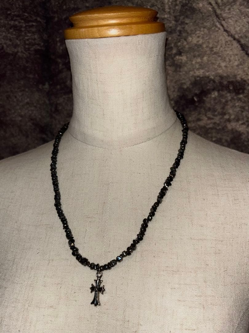 Archive Y2K Cross Necklace Hematite 00s Vintage Gothi… - Gem