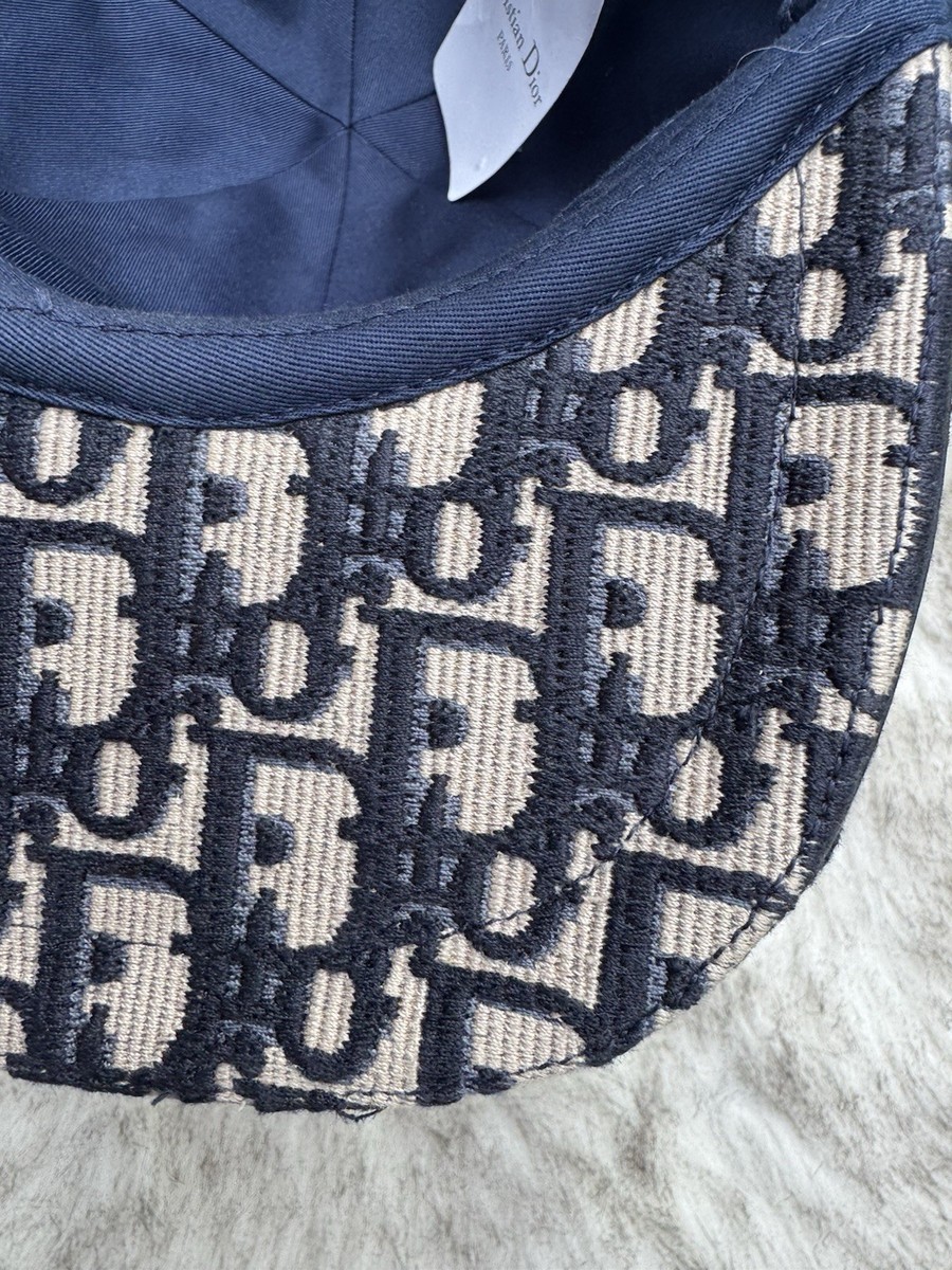 Christian Dior Oblique Logo Hat | Navy | Size 59 | Jacquard CD RRP