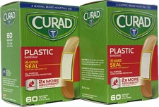Curad Bandages PLASTIC 3/4 in x 3 inch 60ct ( 2 boxes ) 120 Bandages!