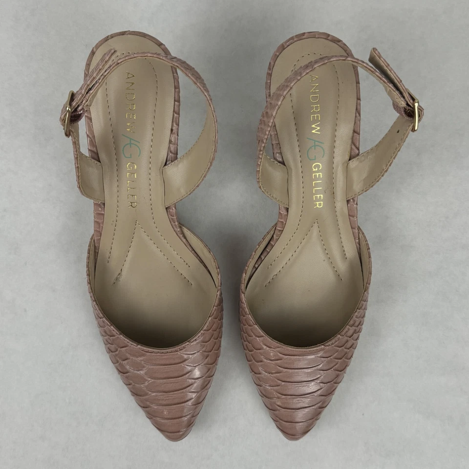 Andrew Geller Neveah Womens Coral Slingback Kitten Heels Pointed Toe Size 7M - Image 3 of 4