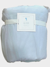Pottery Barn New Icy Blue Queen Bedskirt Tulle Sparkle Organza Girls 60x80
