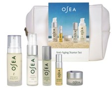 New Authentic OSEA Anti-Aging Set 5 pc Pouch- Cleansing Milk, Cream, Oil, Balm