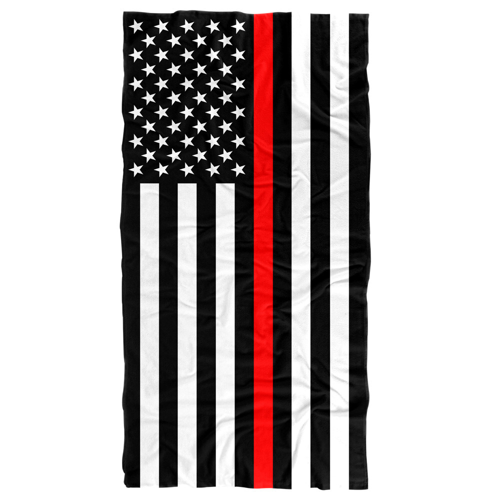 Thin Red Line American Flag Beach Towel 30x60 Inches Patriotic Design