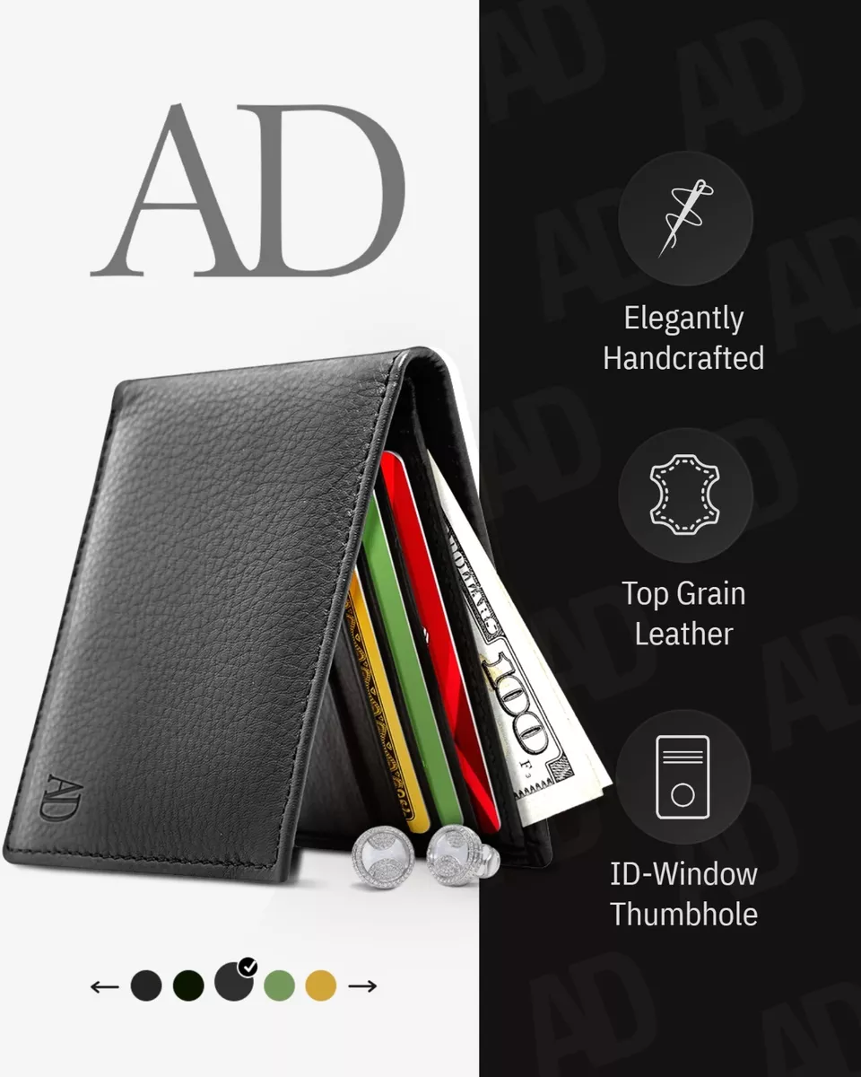 Mens Leather Bifold Wallet With ID Window