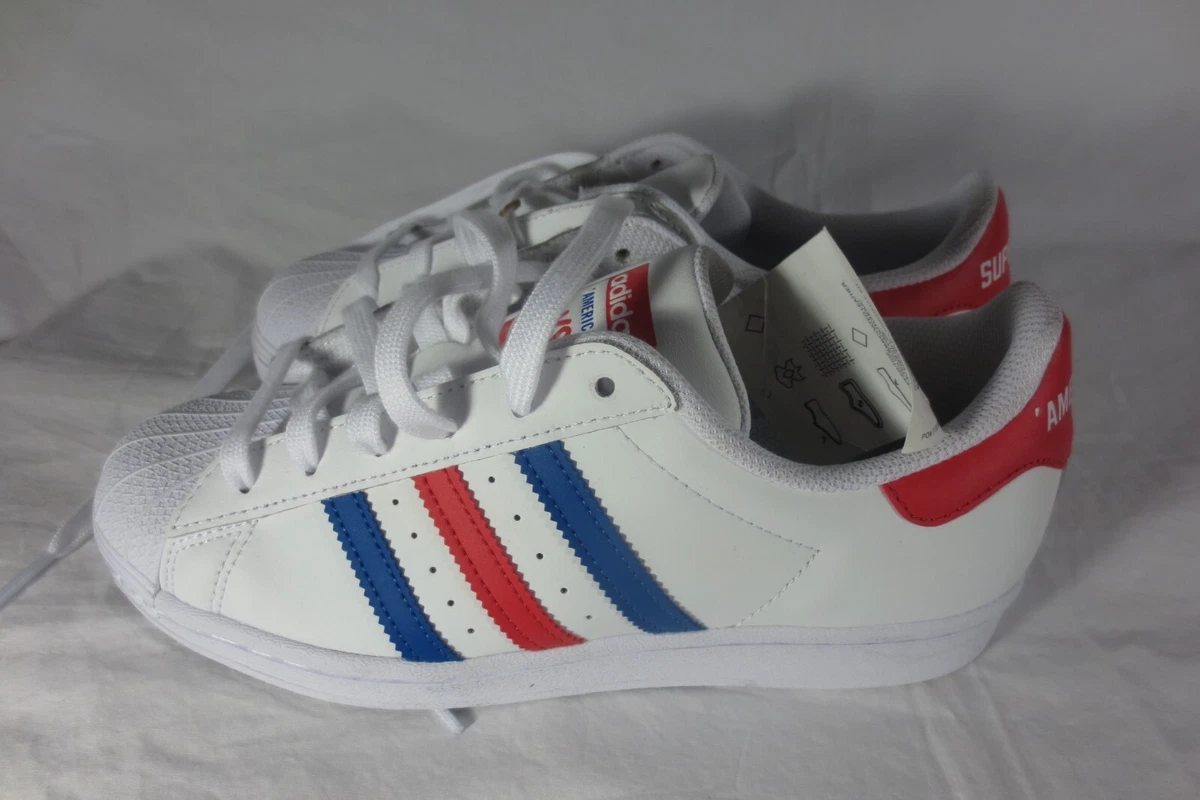 Adidas Vs White/Red/Blue Sneakers - Size 6y | eBay