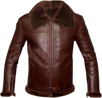 Men's RAF Aviator Pilot B3 Flying Bomber Shearling Fur Irvin Real Leather Jacket