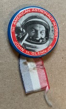 Vintage 1st American Astronaut In Orbit Pinback Button John H. Glenn Jr. RIBBON