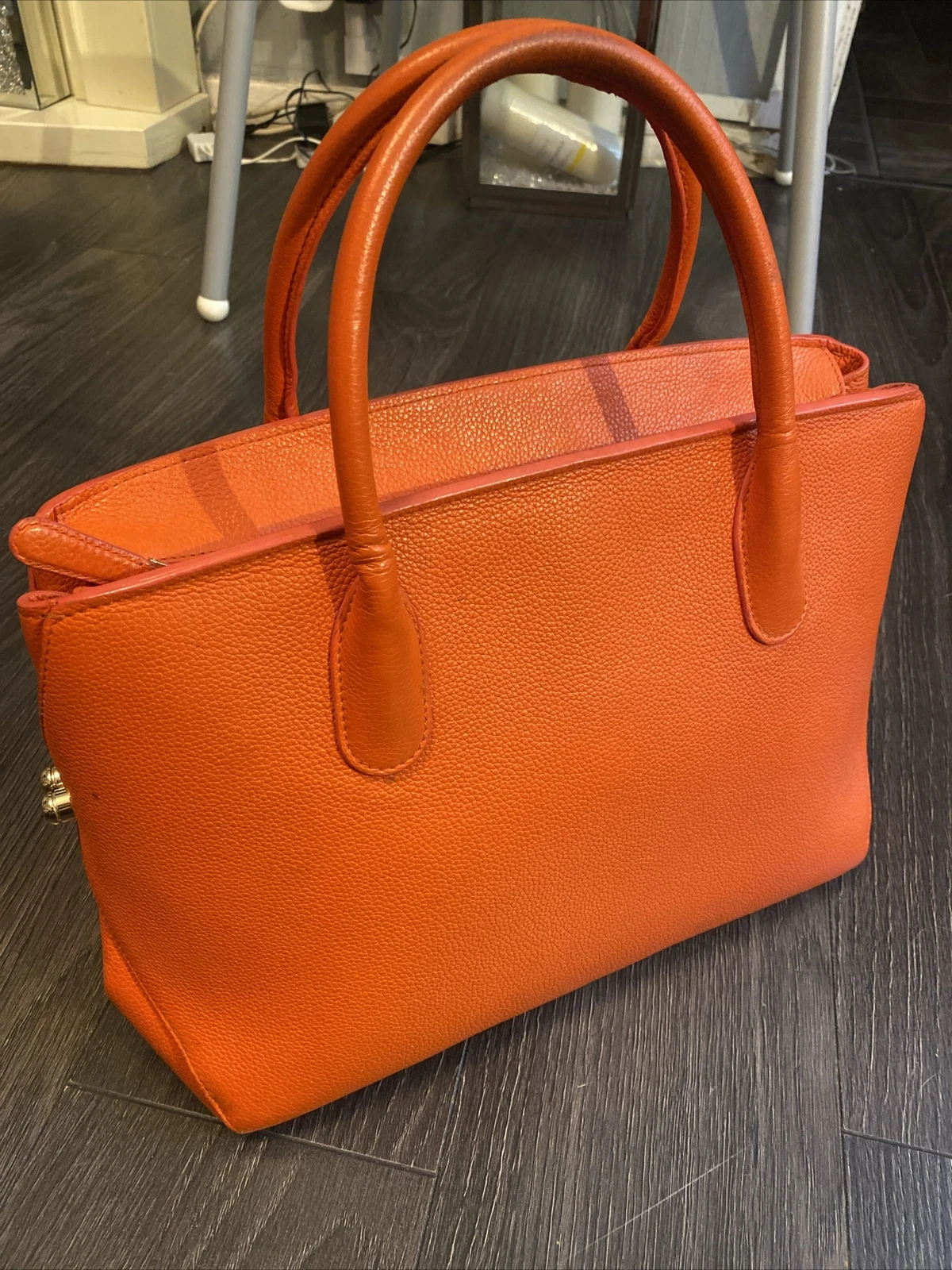 Sac à main Christian Dior Open Bar cuir orange veuillez lire