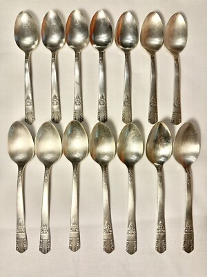 14 Teaspoons 1938 Harmony Silverplate Flatware Wm A Rogers Re-inforced Oneida