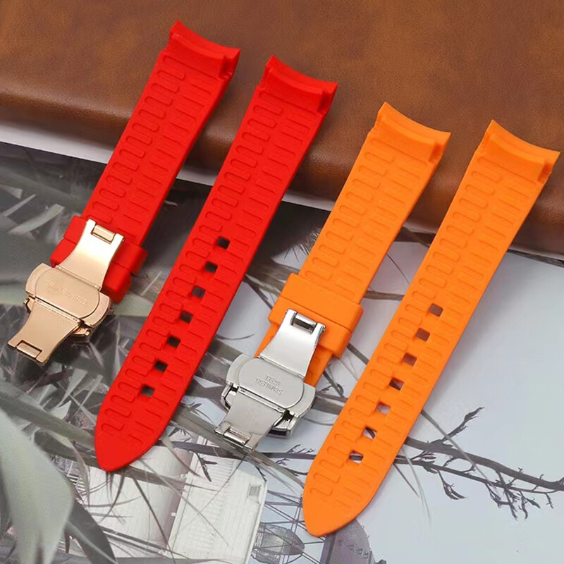 Universal Curved End Silicone Bracelet Waterproof Watch Band Strap 18mm