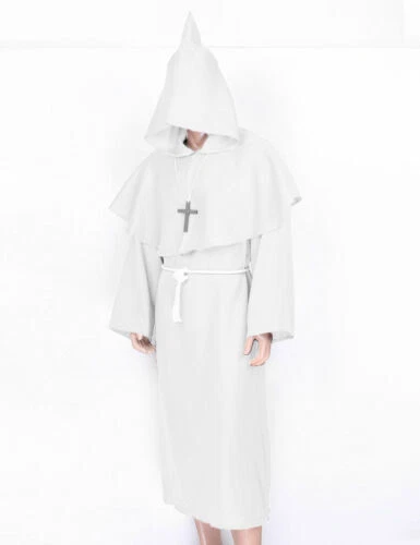 Renaissance Priest Sorcerer Robe Halloween Cosplay Costume Hooded Cape Unisex - Picture 13 of 26