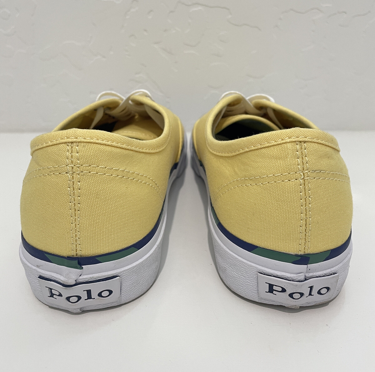 Polo Ralph Lauren Keaton pony scarpe da uomo stringate in tela gialle taglia 8 5