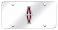 Lincoln 3D Chrome Red Fill Logo on Mirror Chrome License Plate Official Licensed