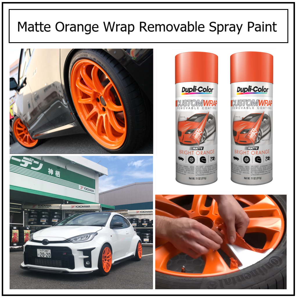 Matte Orange Wheel Wrap Removable Spray Paint Aluminum Metal