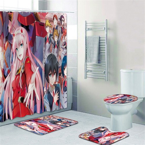 Darling in the Franxx Tenda Doccia Coperchio WC Tappeto Bagno Antiscivolo Set 4PZ - Foto 2 di 37