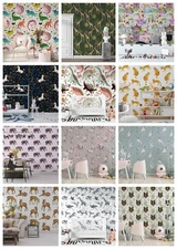 3D Animal Leaves Pattern Self-adhesive Wallpaper Removable Wallpaper Wall Mural
