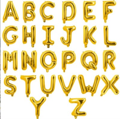 Gold Capital Balloon Foil 16'' Letters balloons Symbols A-Z and 0-9 ? # & !