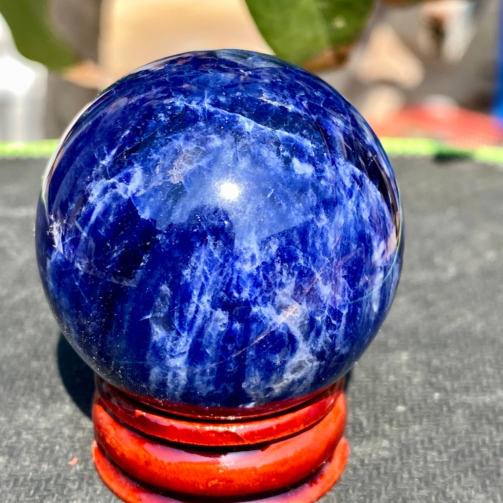 79g natural blue patterned crystal ball for spiritual healing and meditation