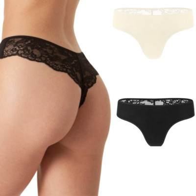 Bambus Tanga mit Spitze hinten Damen Slips bequem blickdicht Mädchen Unterwäsche
