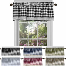 Country Farmhouse Buffalo Plaid Window Valance Treatment - Assorted Colors
