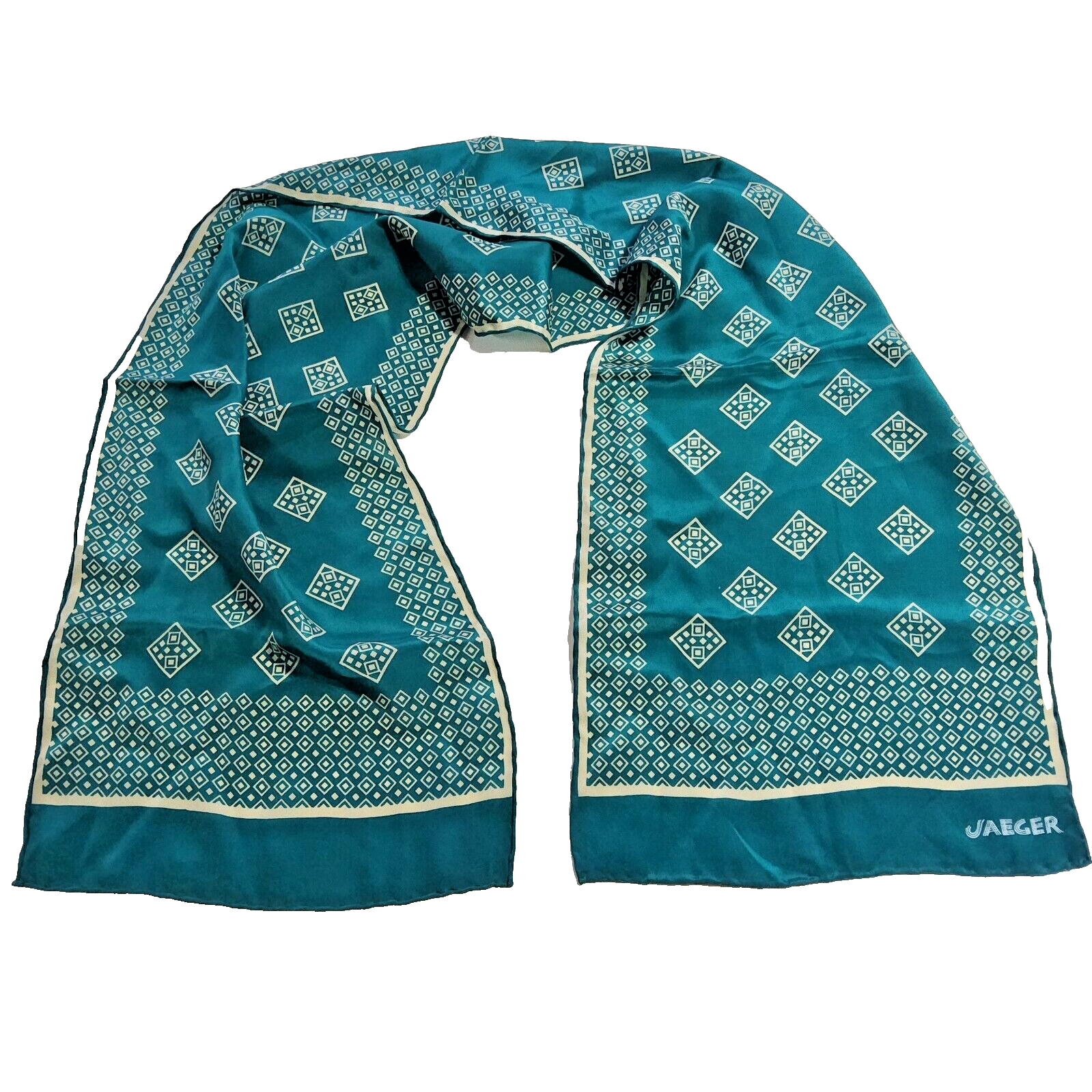 45x10 vintage jaeger silk scarf fashion accessory spring sheer teal wrap