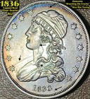 1836 Capped Bust Silver Quarter (B-4) Very Scarce (R4) Awesome Die Cracks *Au*