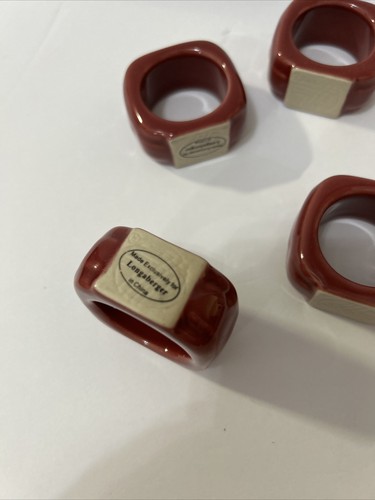Longaberger Woven Trad Pottery Soft Square NAPKIN RINGS  Set of 4-PAPRIKA - Picture 4 of 5