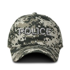 Camo Baseball Cap Police Block Style Cotton Hunting Hats for Men Strap Closure